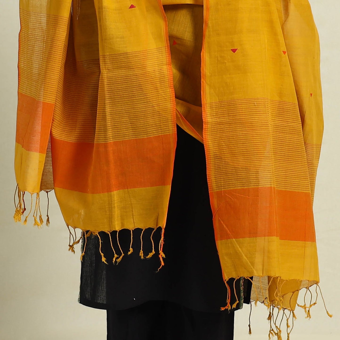 Buy Yellow Handloom Cotton Srikakulam Jamdani Dupatta