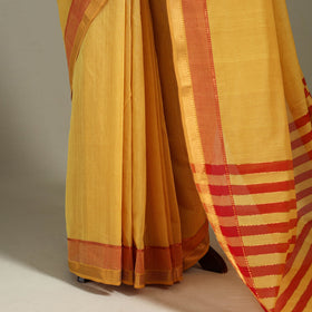 Yellow - handloom cotton zari border mangalagiri saree 23