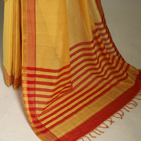 Yellow - handloom cotton zari border mangalagiri saree 23
