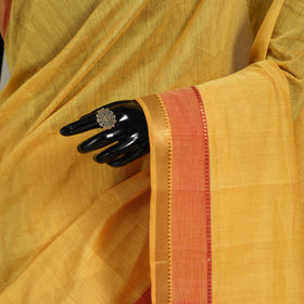 Yellow - handloom cotton zari border mangalagiri saree 23