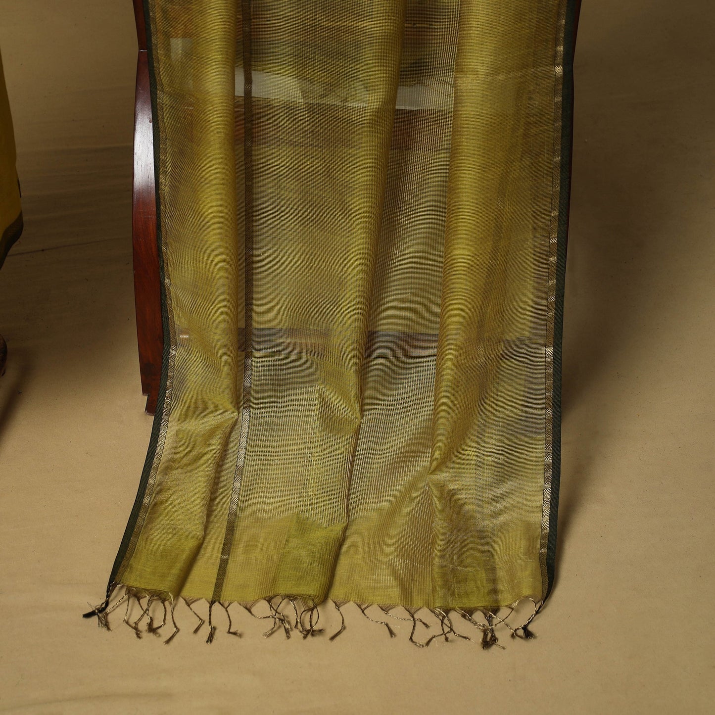 Handloom maheshwari silk tissue zari 2pc unstitched dress