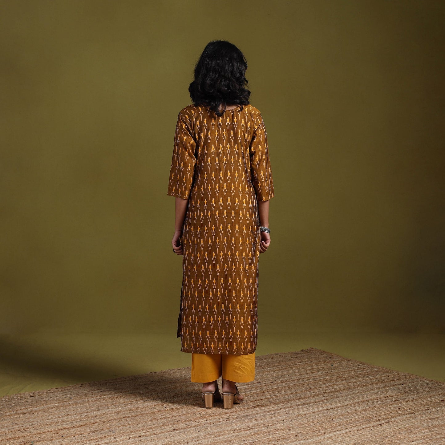 Handloom mercerised cotton straight pochampally ikat kurta