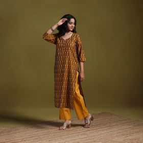 Handloom mercerised cotton straight pochampally ikat kurta