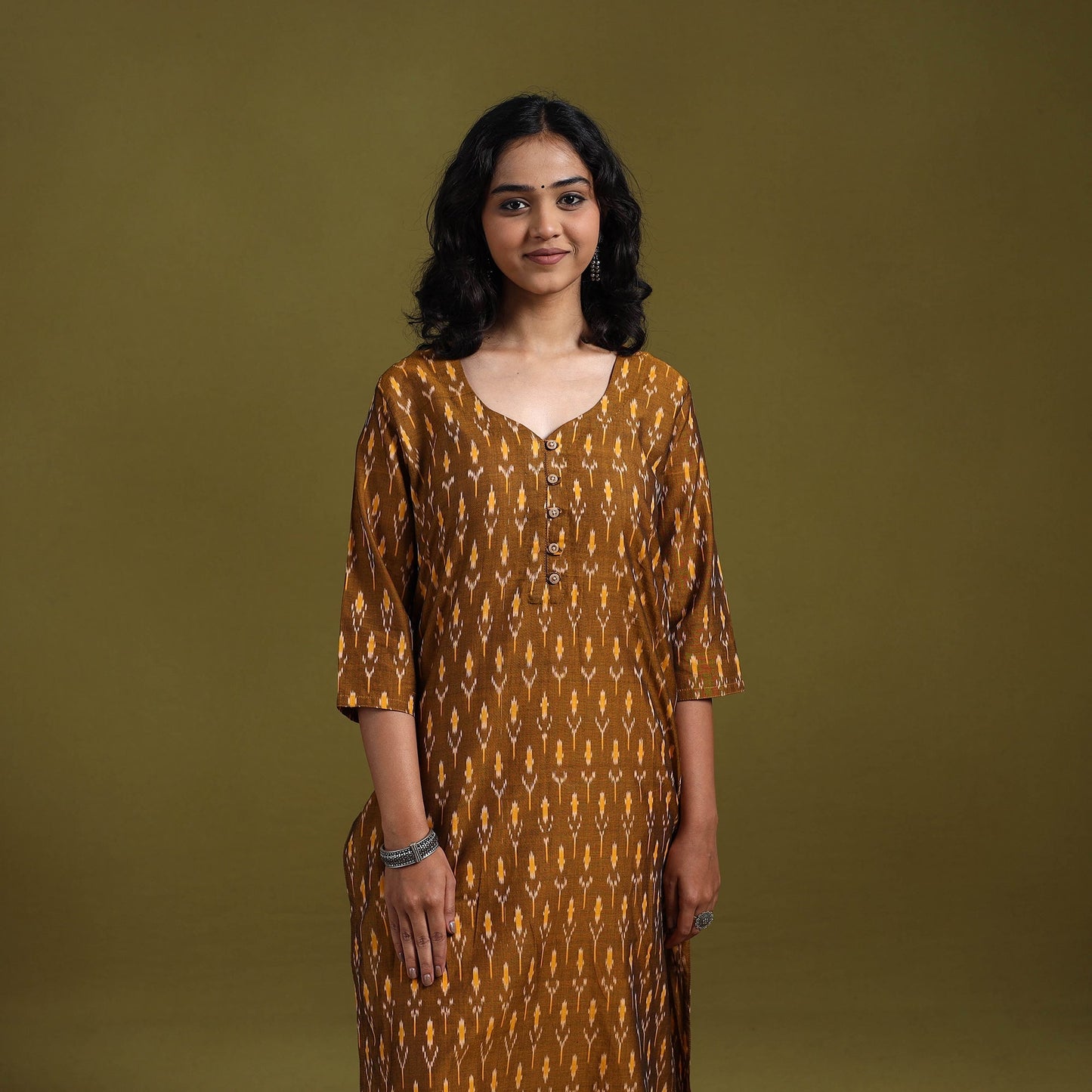 Handloom mercerised cotton straight pochampally ikat kurta