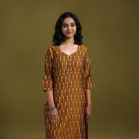 Handloom mercerised cotton straight pochampally ikat kurta