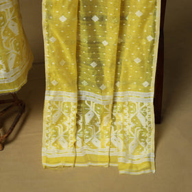 Yellow - handloom phulia jamdani silk cotton 2pc unstitched