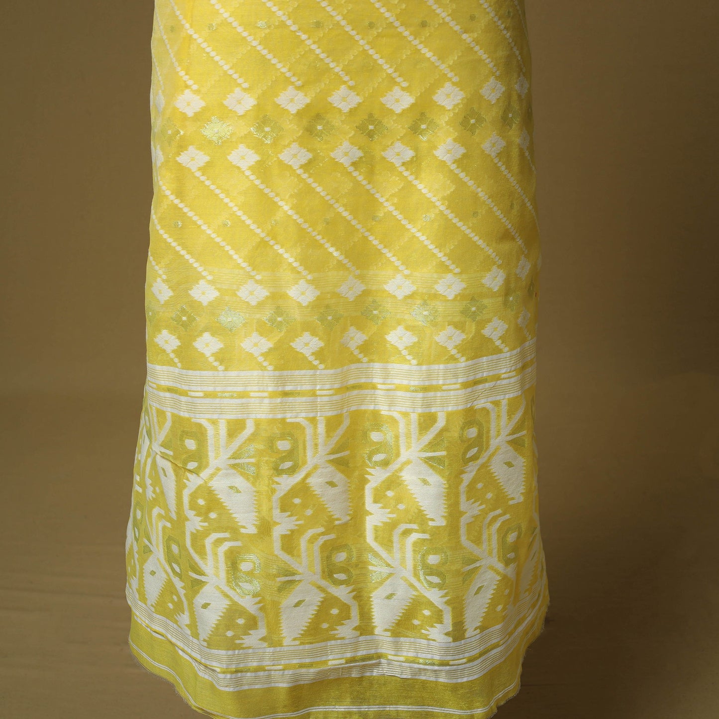Yellow - handloom phulia jamdani silk cotton 2pc unstitched