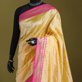 Yellow - handloom pure katan silk kaduwa zari buti banarasi