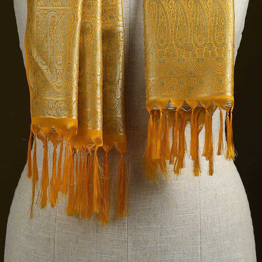 Handloom semi silk jacquard weave banarasi stole