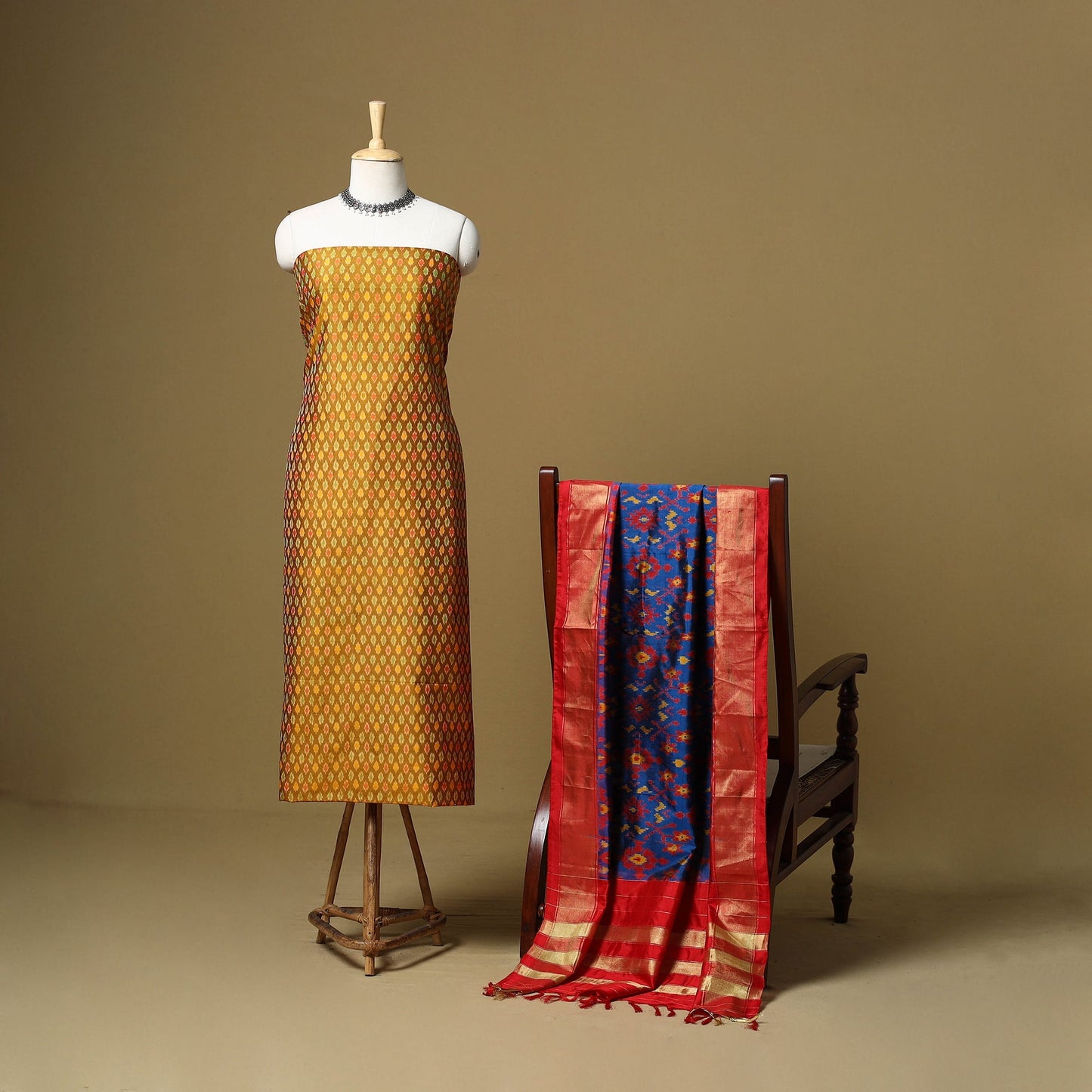 Handloom sico pochampally ikat 2pc unstitched dress