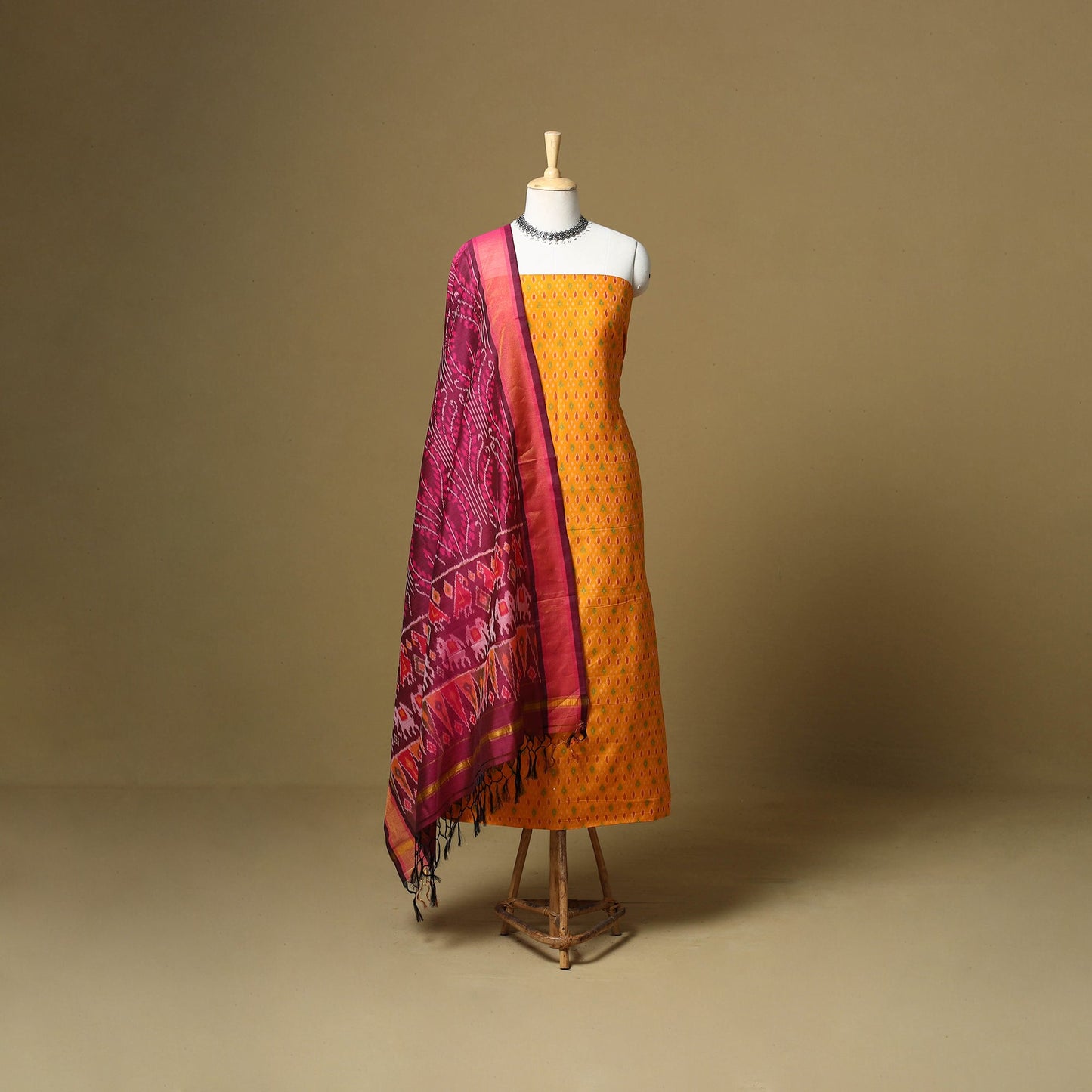 Handloom sico pochampally ikat 2pc unstitched dress