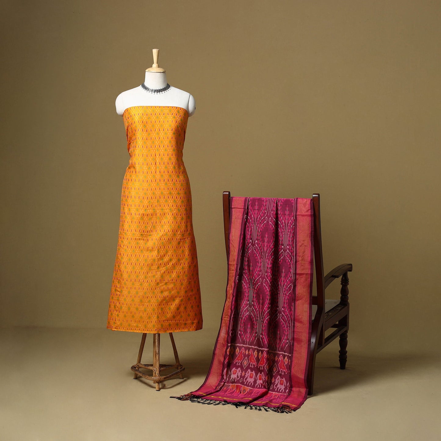 Handloom sico pochampally ikat 2pc unstitched dress