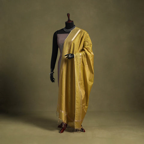 Yellow - handloom silk cotton heavy tissue gold zari