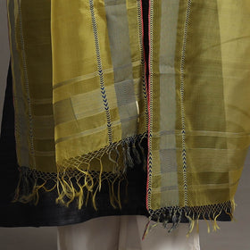Yellow - handloom silk cotton maheshwari dupatta 42