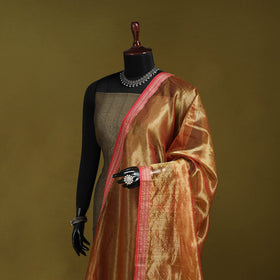 Handloom silk cotton tissue zari stripes maheshwari dupatta