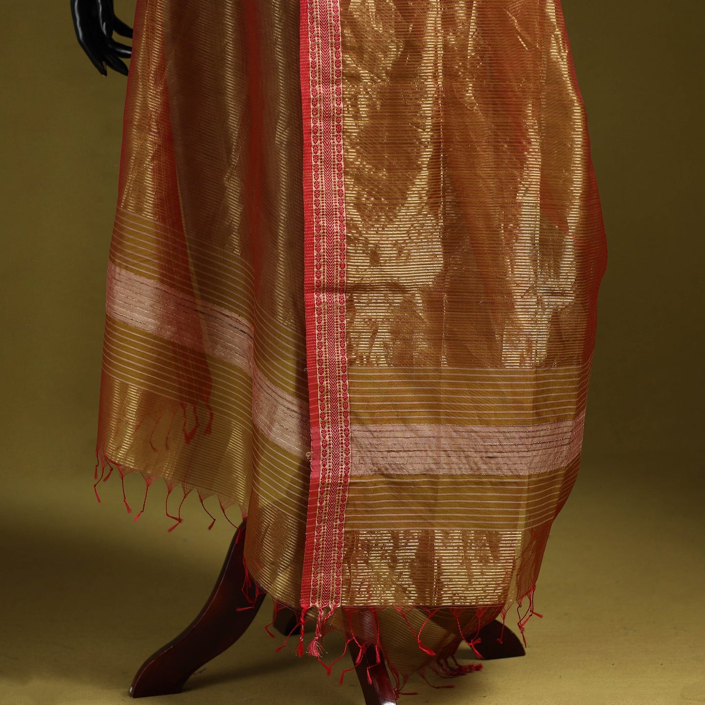 Handloom silk cotton tissue zari stripes maheshwari dupatta