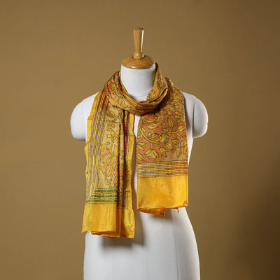Yellow - handloom tussar silk bengal kantha work stole 17