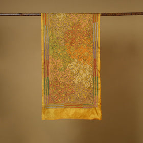 Yellow - handloom tussar silk bengal kantha work stole 17