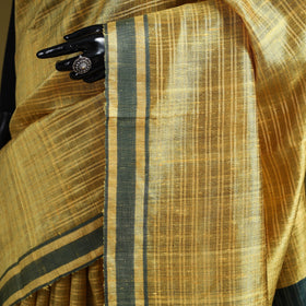 Yellow - handloom tussar silk zari border bhagalpuri saree