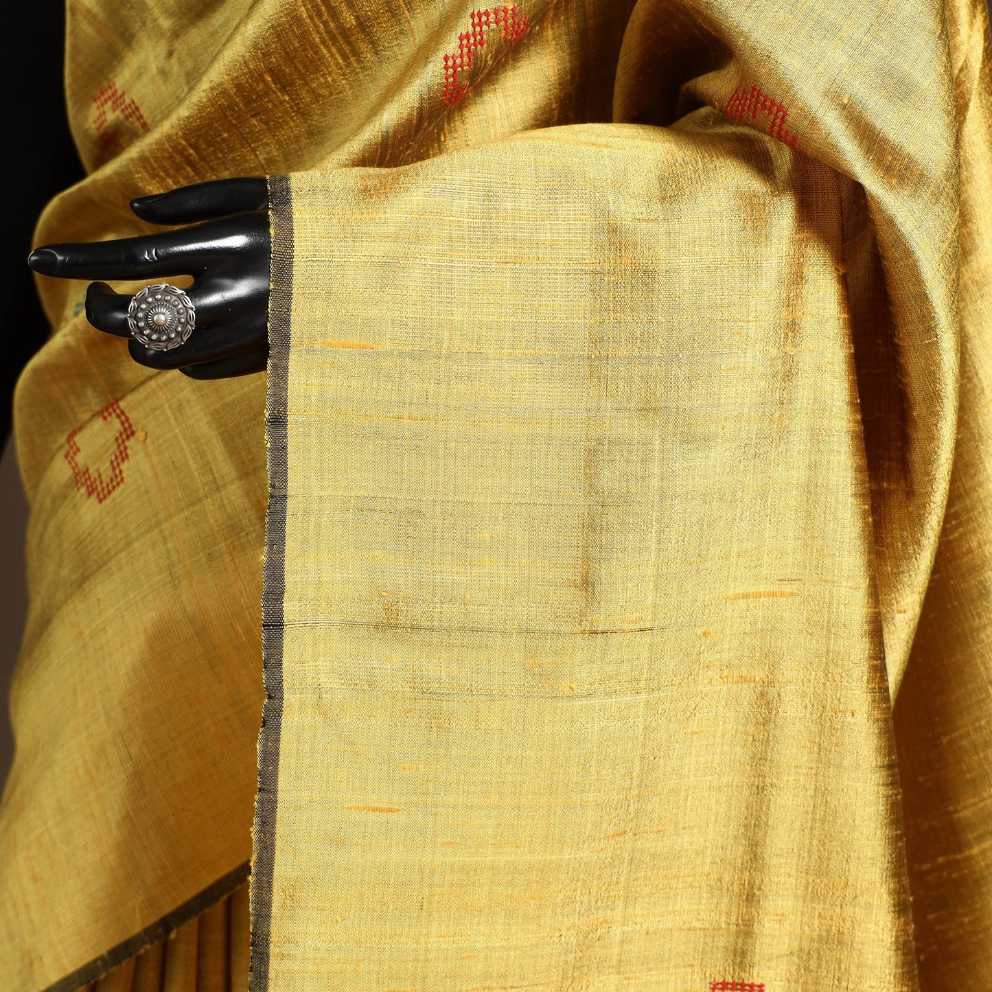 Yellow - handloom tussar silk zari border bhagalpuri saree
