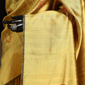 Yellow - handloom tussar silk zari border bhagalpuri saree
