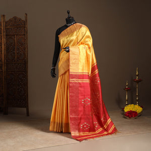 Yellow - handloom tussar silk zari border bhagalpuri saree