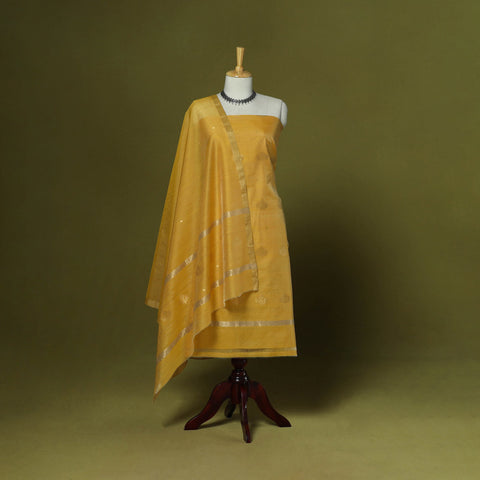 Handloom zari buti chanderi silk 2pc unstitched dress