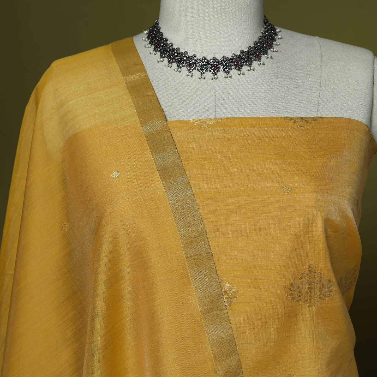 Handloom zari buti chanderi silk 2pc unstitched dress