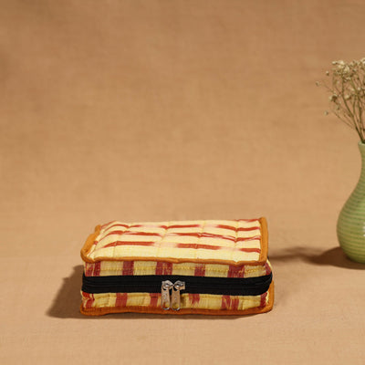 Yellow Handmade Cotton Jewelry Bag - 4 Pockets | iTokri