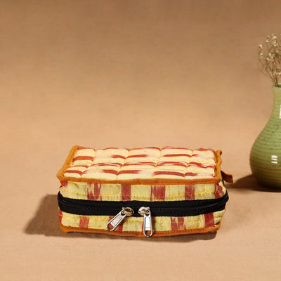 Yellow Handmade Cotton Jewelry Organizer Bag for Travel