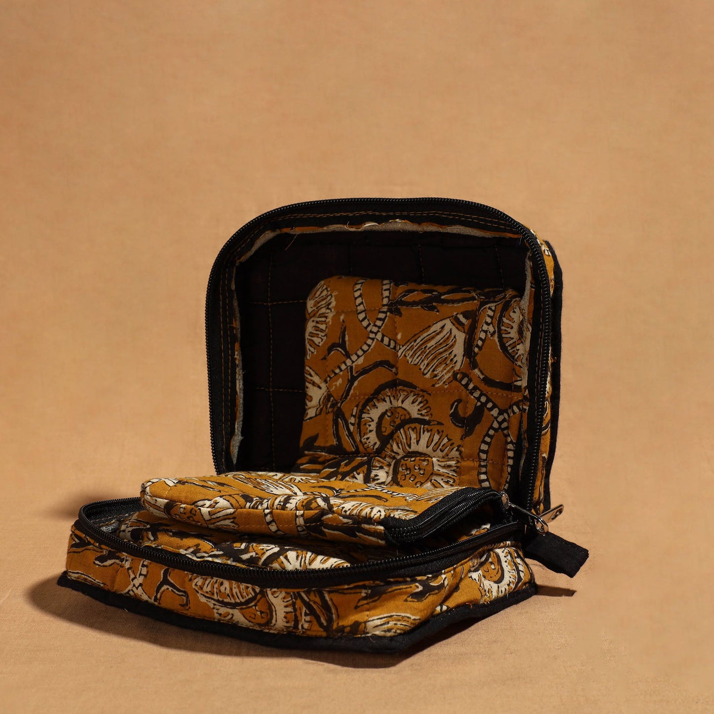 Yellow Handmade 4 Pockets Cotton Jewelry Bag 20 