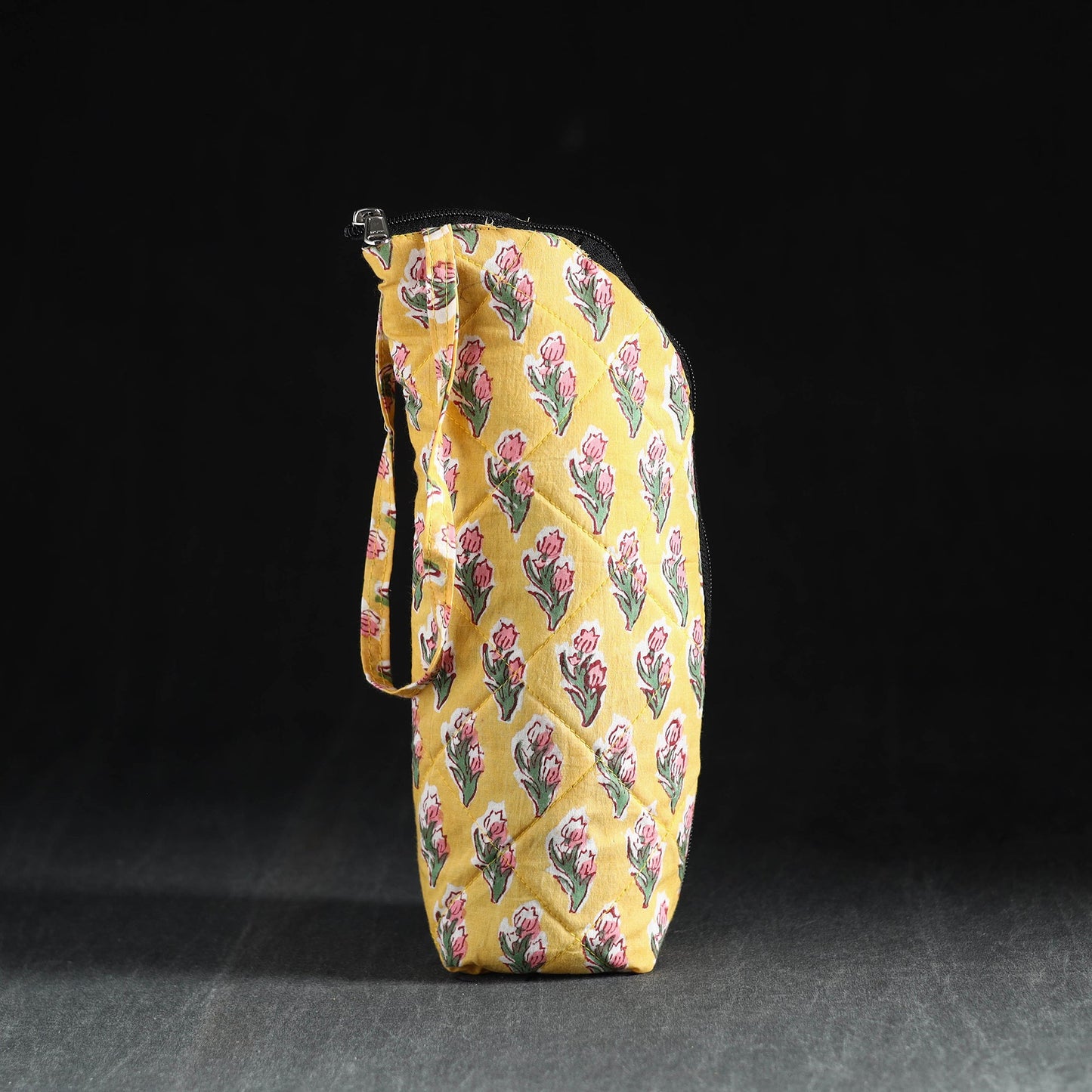 Yellow Handmade Cotton 1L Water Bottle Cover
