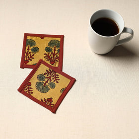 Yellow Handmade Cotton Coasters (Set of 2)