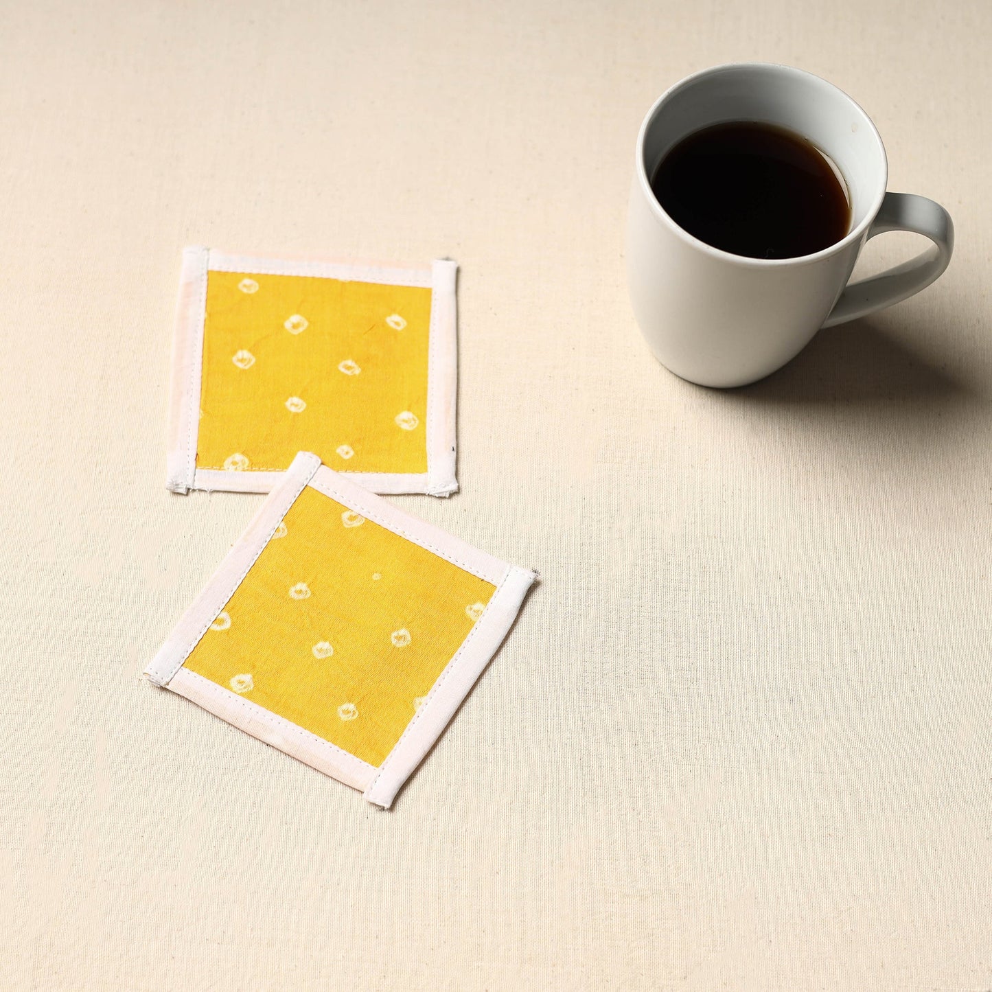 Yellow Handmade Cotton Coasters (Set of 2)