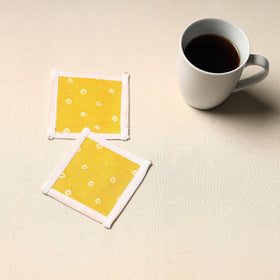 Yellow Handmade Cotton Coasters (Set of 2)