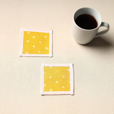 Yellow Handmade Cotton Coasters (Set of 2)
