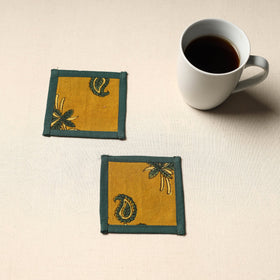 Yellow Handmade Cotton Coasters (Set of 2)