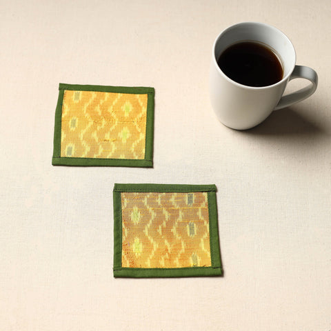 Yellow Handmade Cotton Coasters (Set of 2)