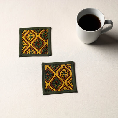 Yellow Handmade Cotton Coasters (Set of 2)