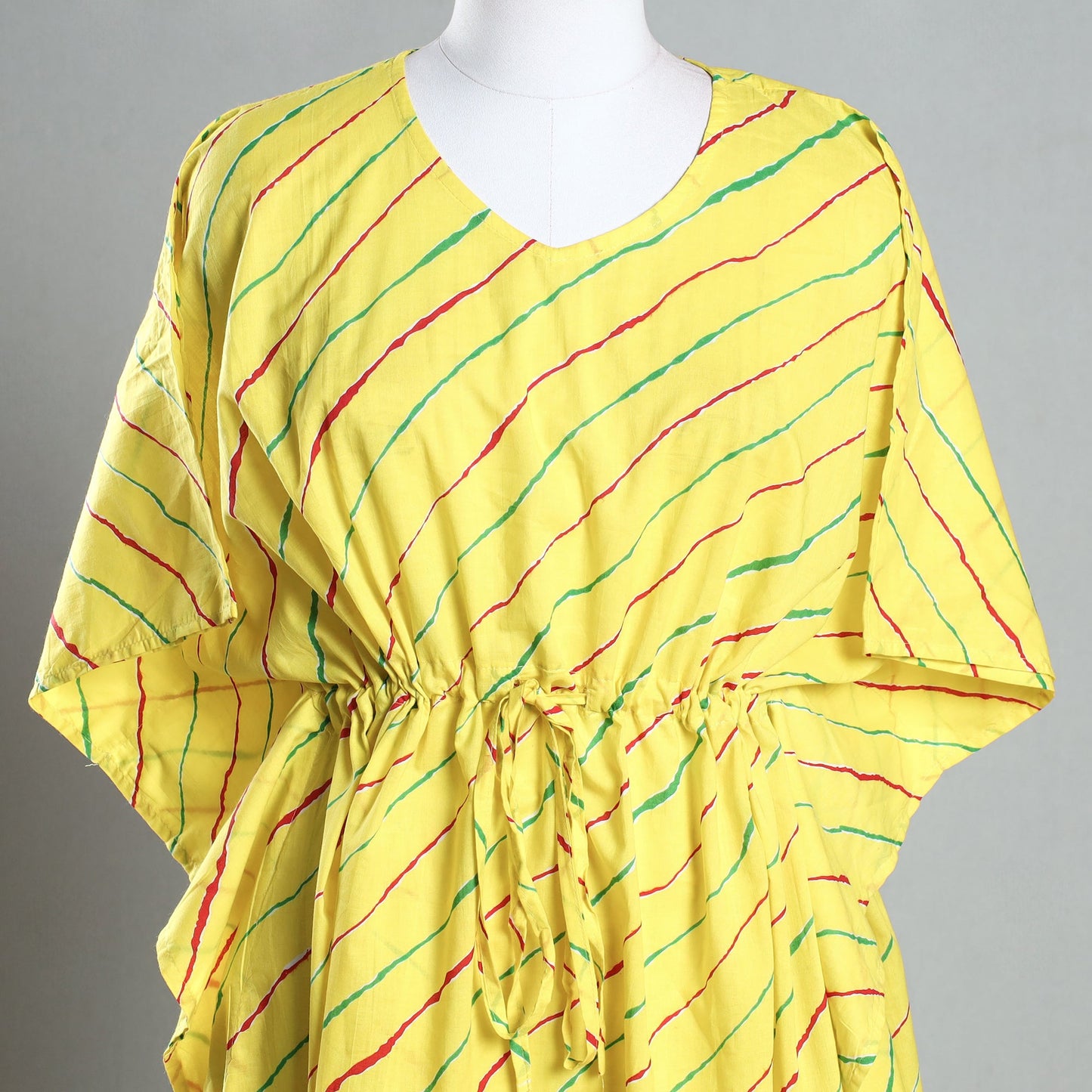  Handmade Cotton Fabric Kaftan with Tie-Up Waist 