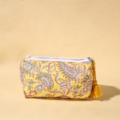  Handmade Cotton Fabric Quilted Utility Pouch With Tassel 