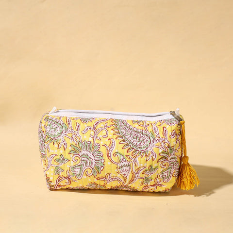  Handmade Cotton Fabric Quilted Utility Pouch With Tassel 