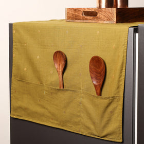 Yellow Handmade Cotton Fridge Top Cover with Multiple Pockets