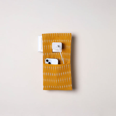 Yellow Handmade Cotton Mobile Charging Holder