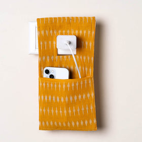 Yellow Handmade Cotton Mobile Charging Holder