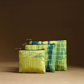 Yellow - handmade cotton multipurpose utility pouches (set