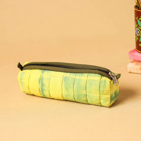 Yellow - handmade cotton quilted pencil pouch 31