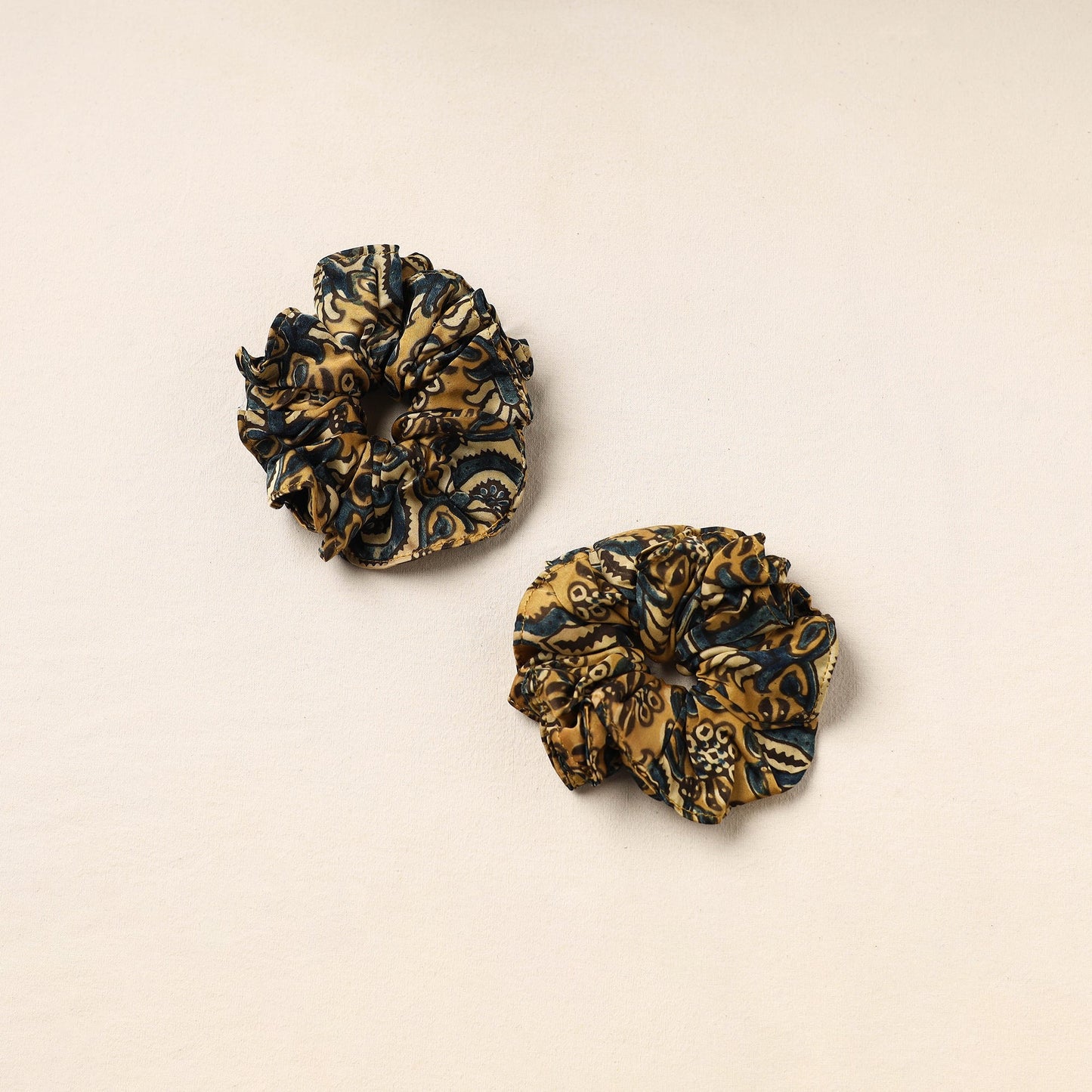 Yellow - handmade cotton rubber bands/scrunchies (set of 2)