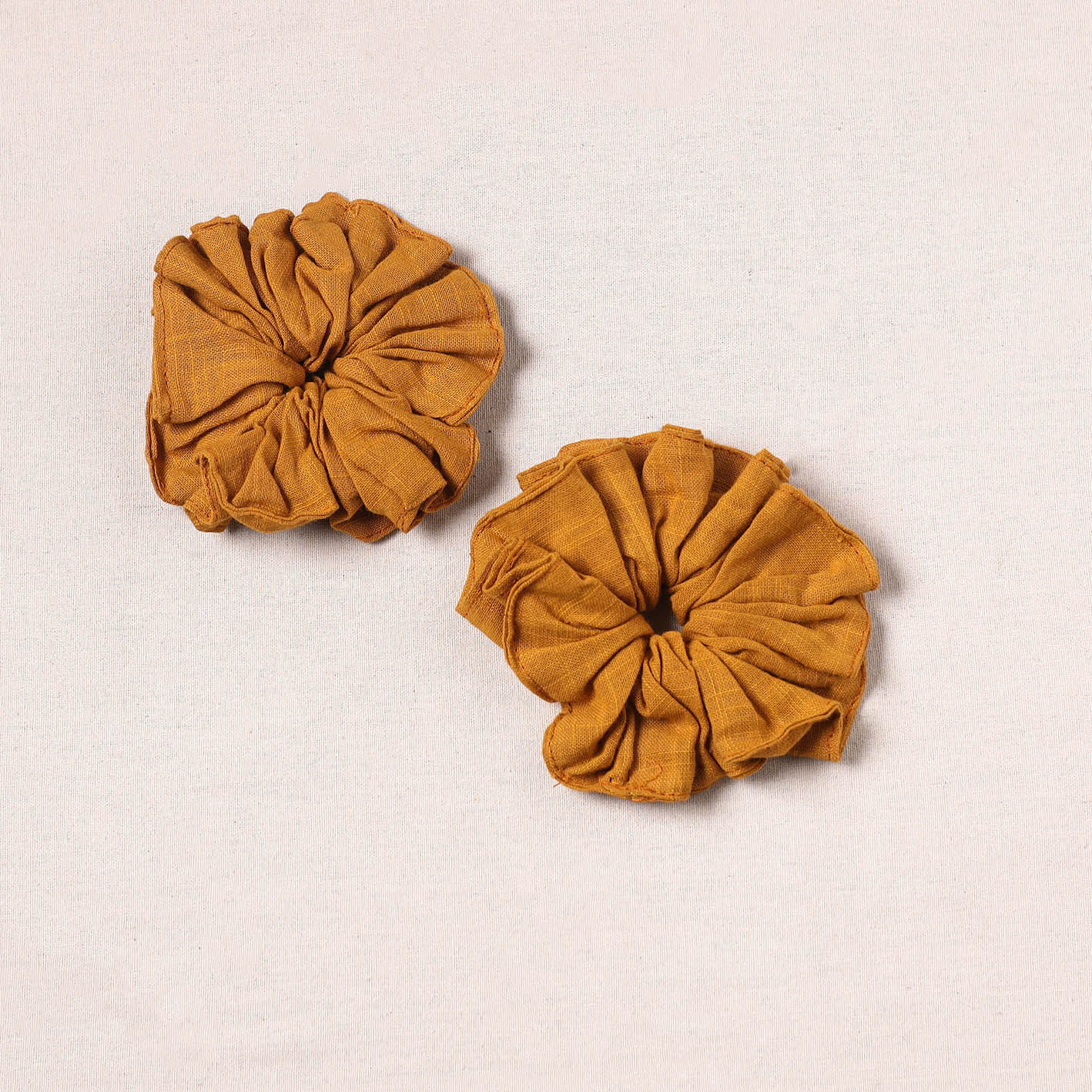 Yellow - handmade cotton rubber bands/scrunchies (set of 2)