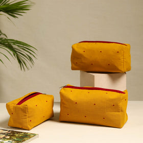  Yellow Handmade Cotton Toiletry Bags (Set of 3)